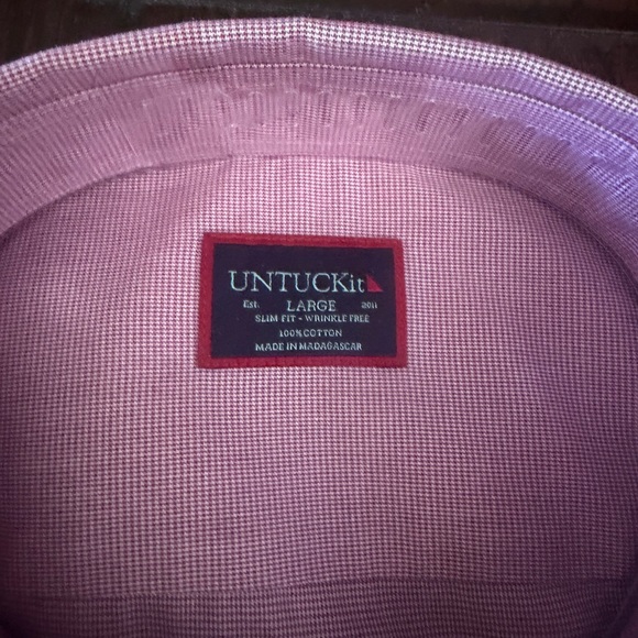 NWT Untuckit Men's Wrinkle Free Cadetto Slim in Rosewine Microgingham - Picture 12 of 12